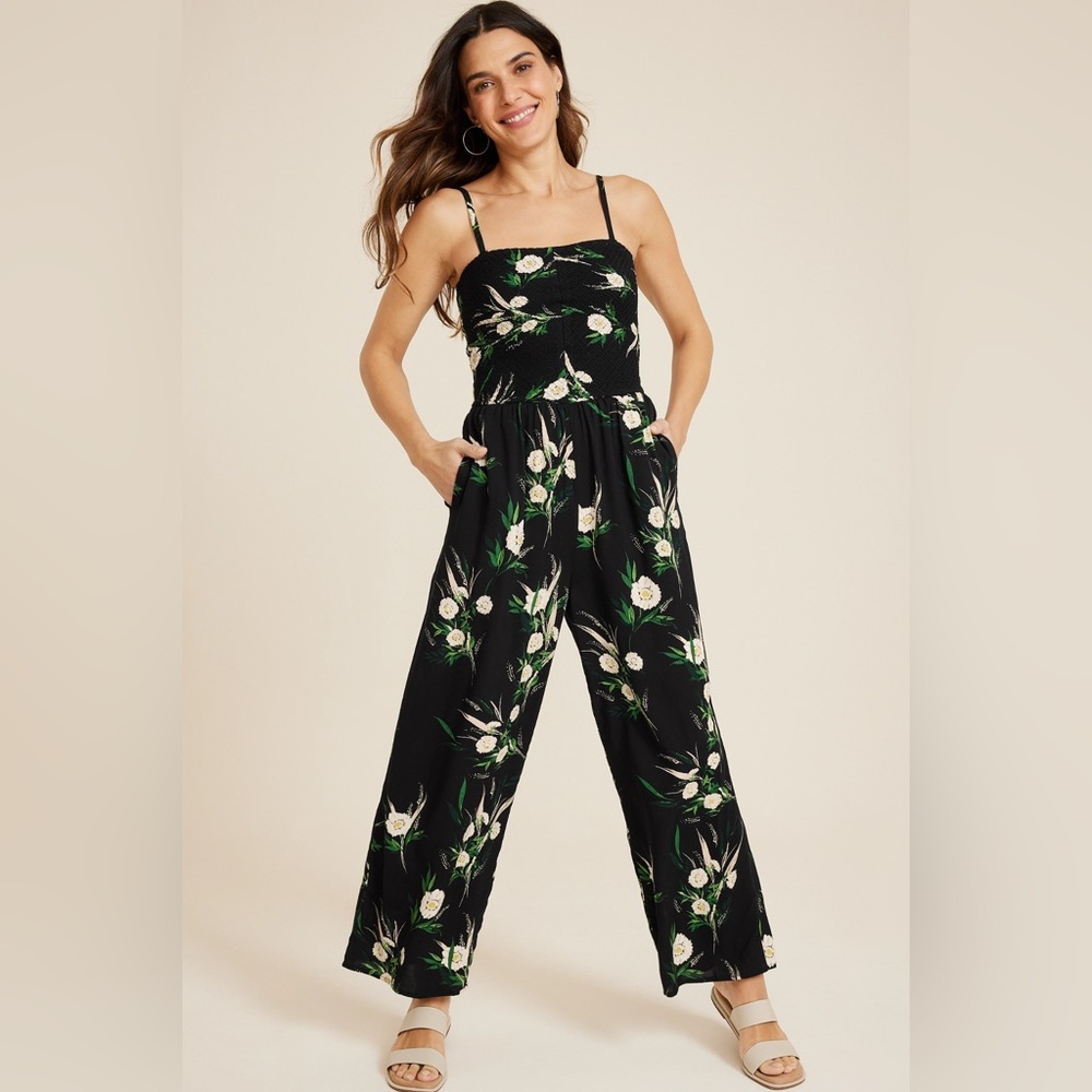 Maurice’s Floral Smocked Jumpsuit Large